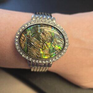 Abalone Cuffed Hidden Watch with Silver Details from Vivani
